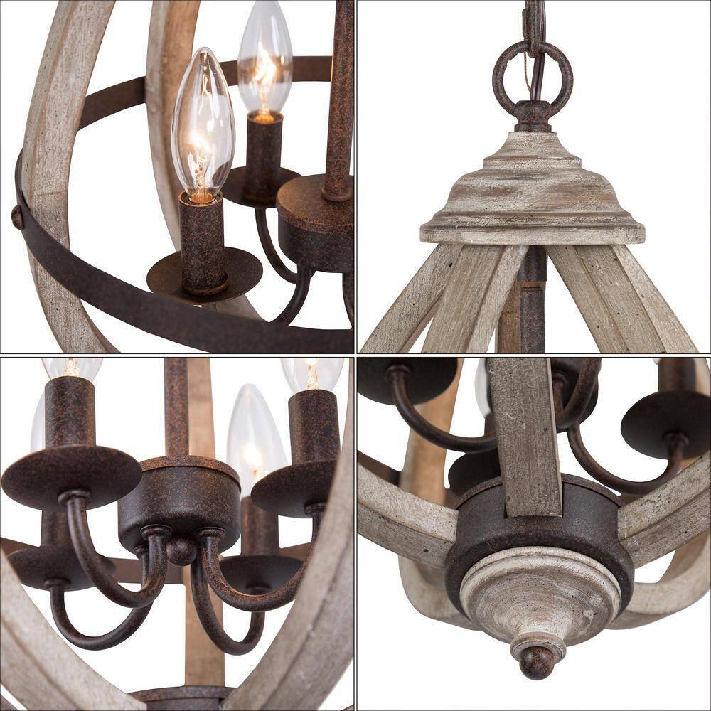 LNC 4-Light Rustic Bronze Farmhouse Globe Island Chandelier