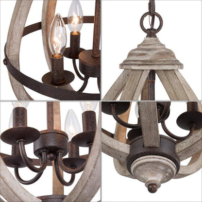 LNC 4-Light Rustic Bronze Farmhouse Globe Island Chandelier