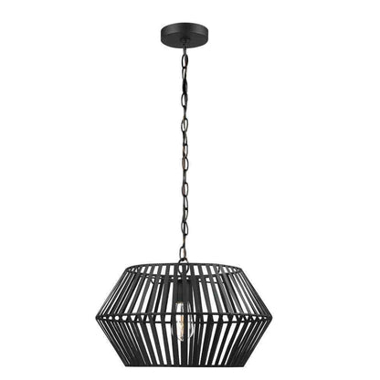 Globe Electric Juliet 1-Light Matte Black Chandelier with Caged Metal Shade