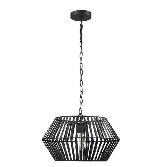 Globe Electric Juliet 1-Light Matte Black Chandelier with Caged Metal Shade