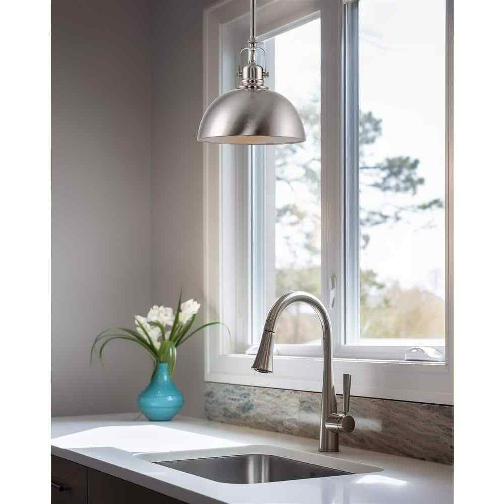 Kira Home Belle Brushed Nickel Bowl Pendant Light w/ Brushed Nickel Metal Shade