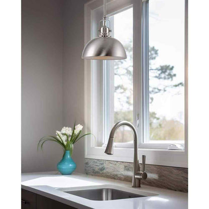 Kira Home Belle Brushed Nickel Bowl Pendant Light w/ Brushed Nickel Metal Shade