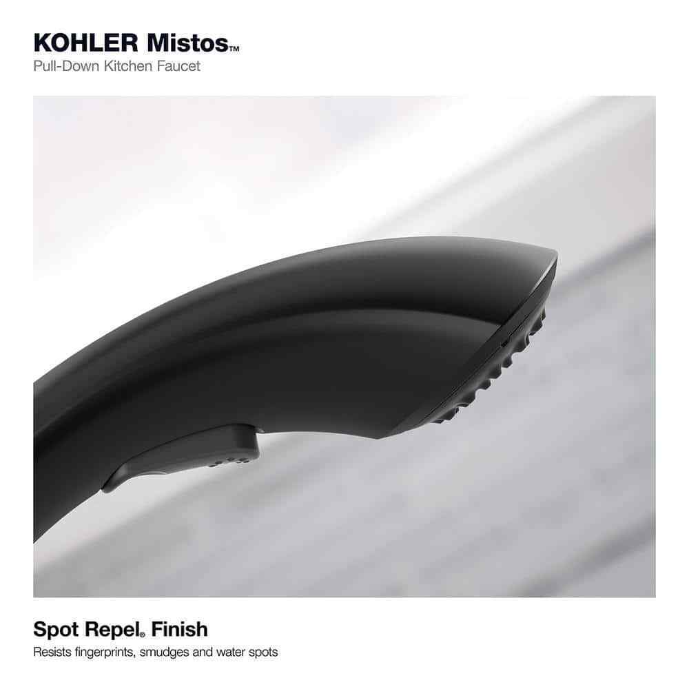 KOHLER Mistos Single-Handle Pull-Out Sprayer Kitchen Faucet in Matte Black