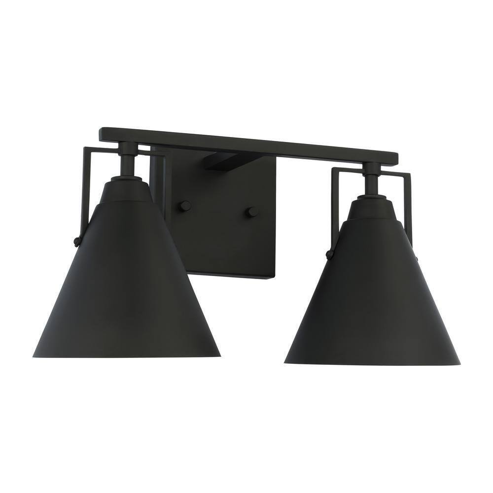 Home Decorators Insdale Matte Black Modern Vanity Light w/ Black Metal Shades