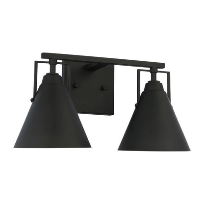 Home Decorators Insdale Matte Black Modern Vanity Light w/ Black Metal Shades