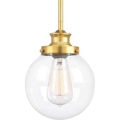 Progress Lighting Golden Natural Brass Clear Glass Modern Kitchen Pendant Light