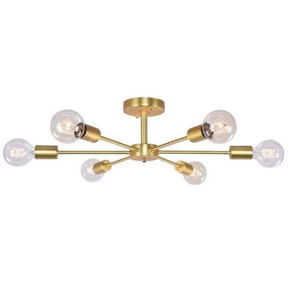 RRTYO Gallman Gold Mid-Century Pendant Ceiling Light Sputnik Semi-Flush Mount