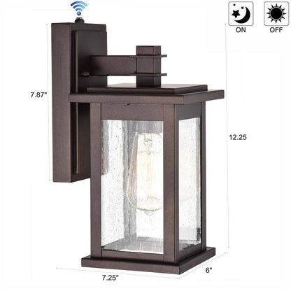 Jushua 1-Light Oil Rubbed Bronze Outdoor Lantern Sconce w/ Dusk to Dawn Sensor