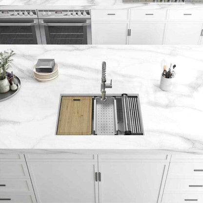 Glacier Bay AiO Zero Radius Undermount 16G SS 30 in. Single Bowl Kitchen Sink