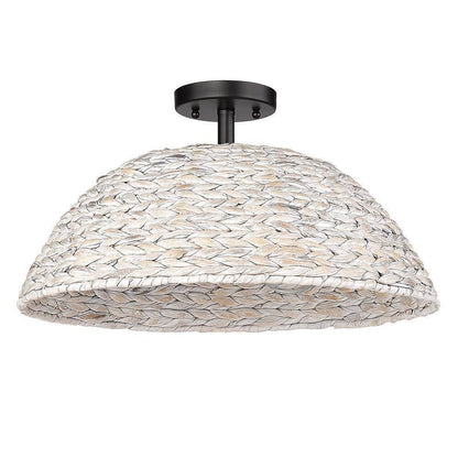 Golden Lighting Rue 18.75 in. 3-Lights Matte Black Semi-Flush Mount