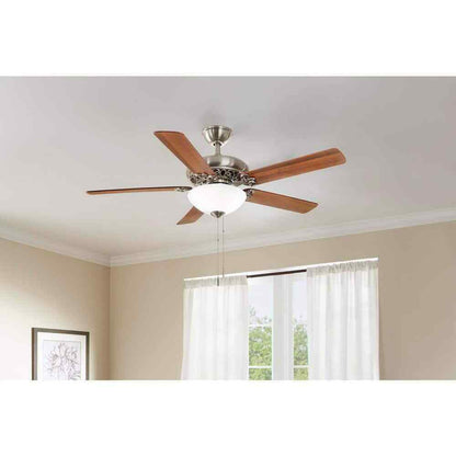 Hampton Bay Edelweiss 52 in. Indoor Brushed Nickel Ceiling Fan with Light Kit