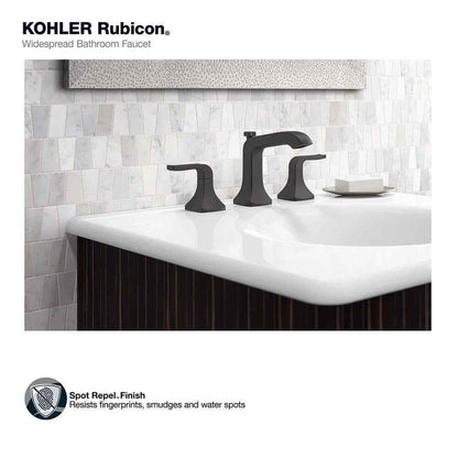 KOHLER Rubicon 8 in. 2-Handle Bathroom Faucet in Matte Black Valve Included