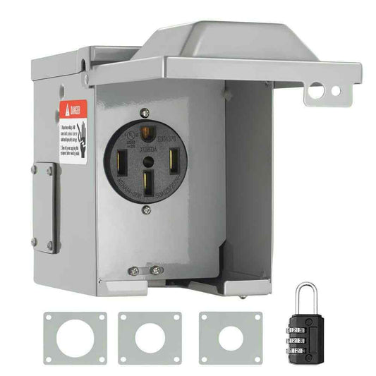 VEVOR RV Power Outlet Box 125-Volt/250-Volt Receptacle Panel for RV or Camper