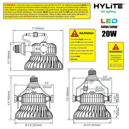 Hy-Lite 20W Equivalent Lotus LED Lamp 100W HID Equivalent 3000K 2800