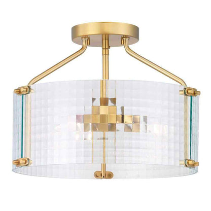 Home Decorators Collection Westlyn 15 in. 3-Light Brushed Brass Semi-Flush Mount