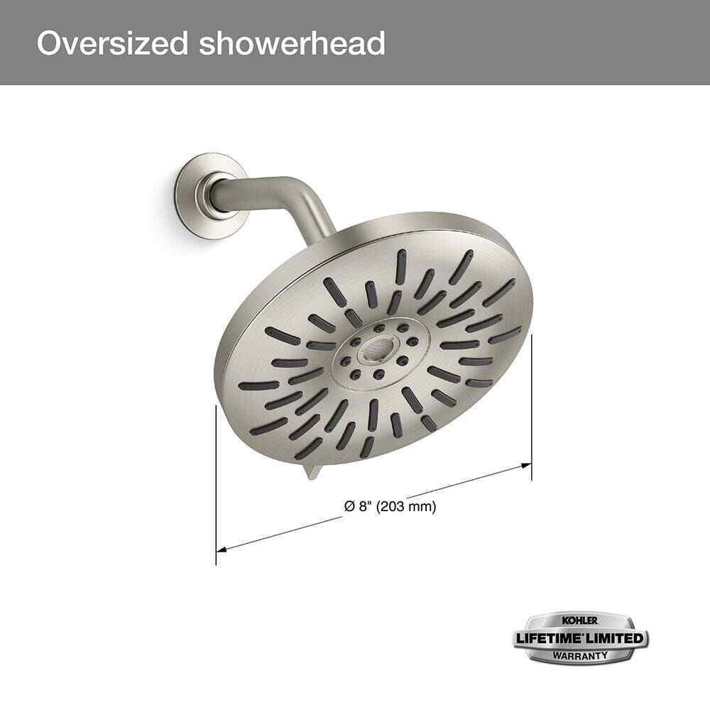 KOHLER Bellerose 3-Spray Patterns 1.75 GPM 8 in. Wall Mount Fixed Shower Head