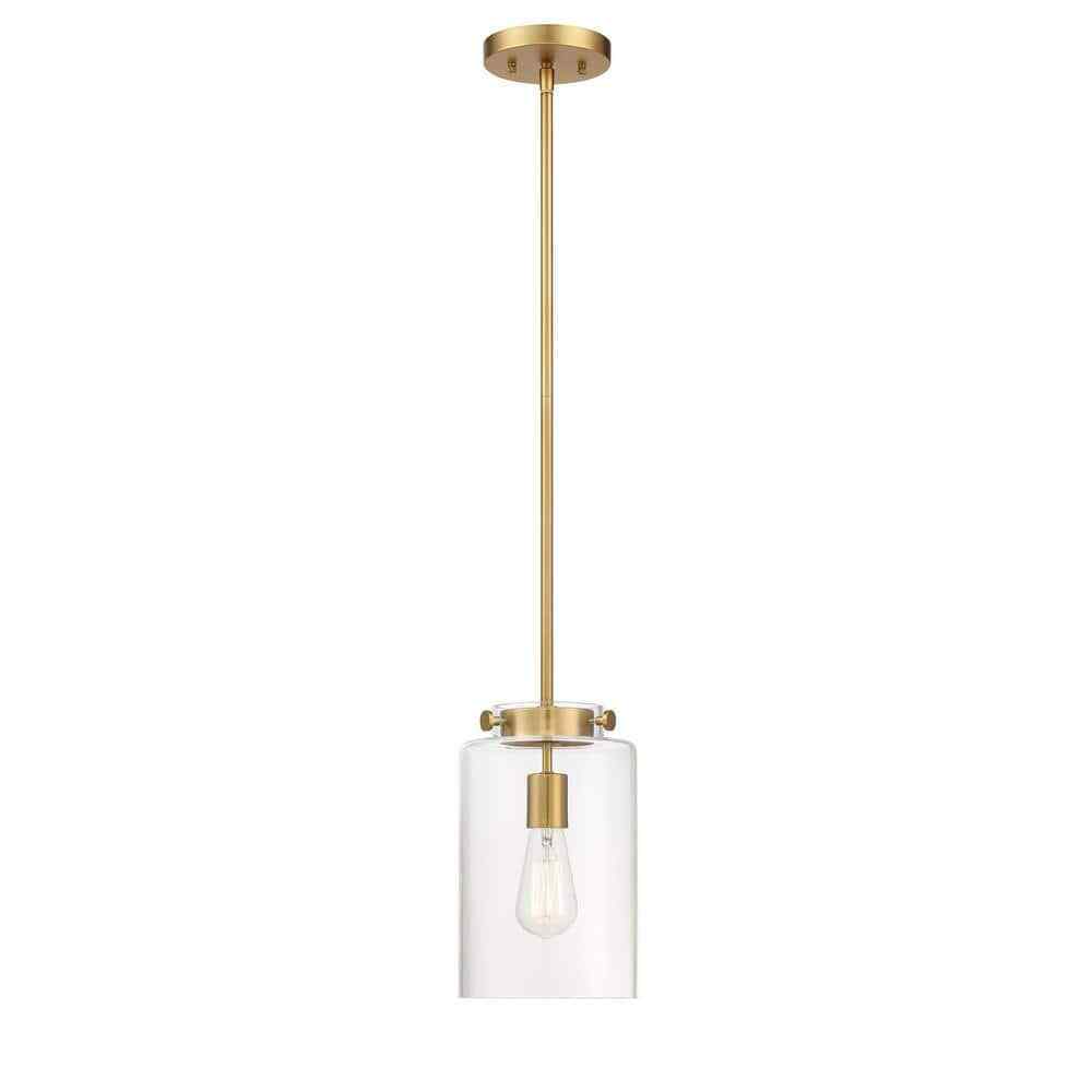 Hampton Bay Mullins 6.75 in. 1-Light Honey Gold Mini Pendant Hanging Light