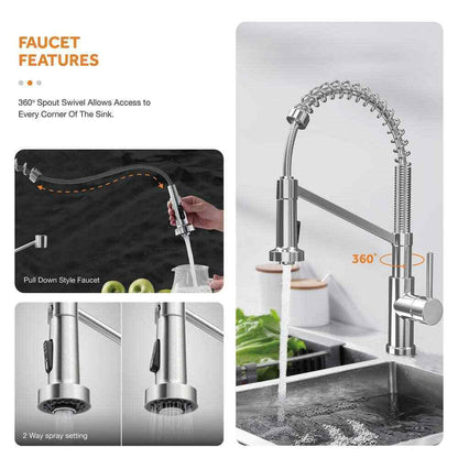 Glacier Bay AiO Zero Radius Undermount 16G SS 30 in. Single Bowl Kitchen Sink