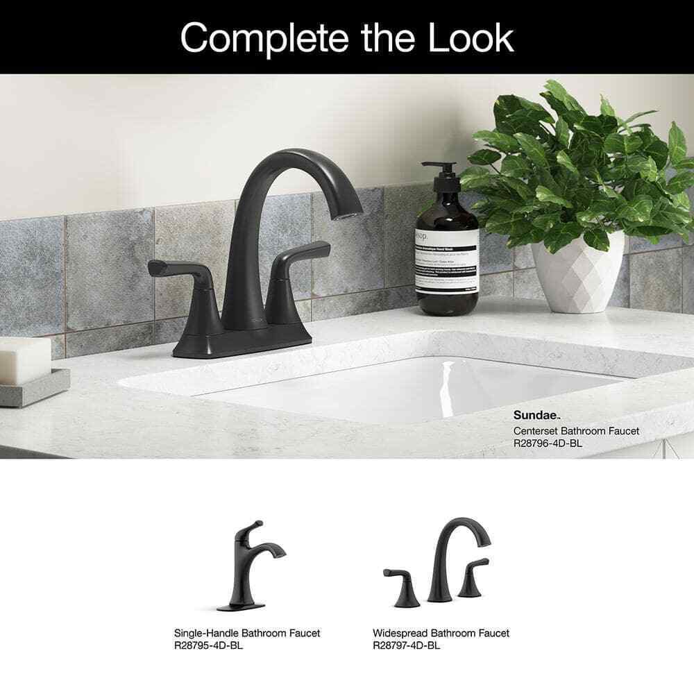 KOHLER Sundae 4 in. Centerset 2-Handles Bathroom Faucet in Matte Black