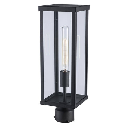 Bel Air Lighting Oxford Black Outdoor Lamp Post Light Fixture with Clear Glass