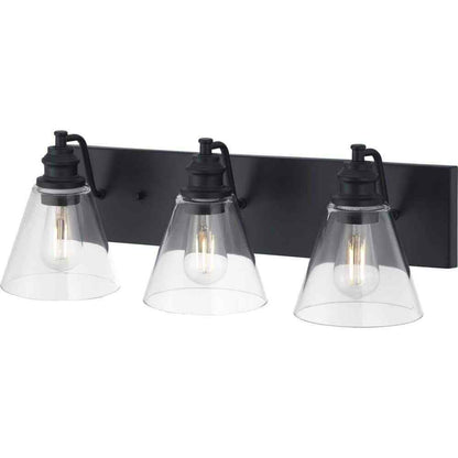 Hampton Bay Manor 24 in. 3-Light Matte Black Industrial Bathroom Vanity Light