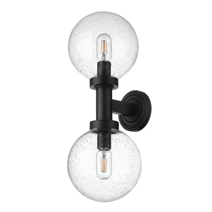 Laurent 2-Light Black Hardwired Cylinder Outdoor Wall Scone 599M2-BK