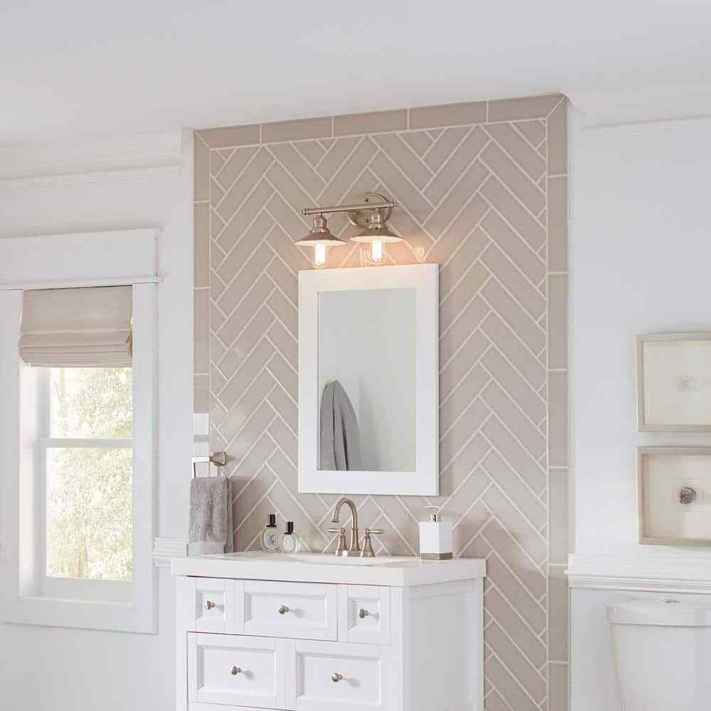 Home Decorators Glenhurst 16 in. 2-Light  Brushed Nickel  Vanity Light Fixture
