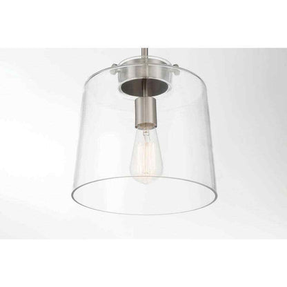 Hampton Bay Mullins 10 in. 1-Light Brushed Nickel Pendant Hanging Light