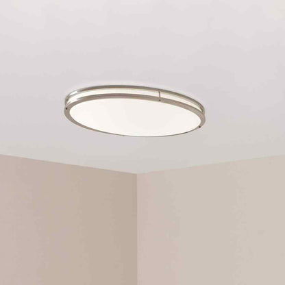 Hampton Bay 32 in. Oval 1-Light Brushed Nickel Dimmable LED Flush Mount