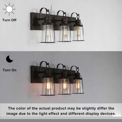 Uolfin Farmhouse Bronze Vanity Light Bathroom Wall Sconce w/ Glass Shades