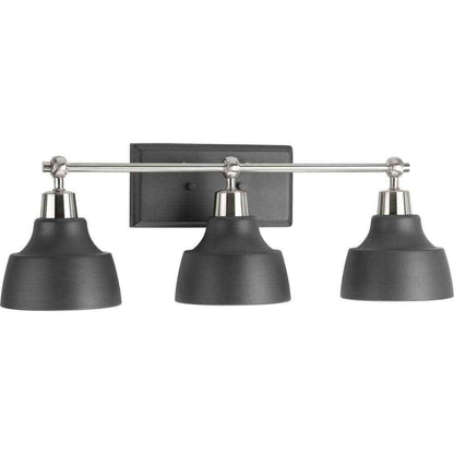 Progress Lighting Bramlett 3-Light Brushed Nickel Matte Black Metal Shade Light