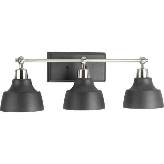 Progress Lighting Bramlett 3-Light Brushed Nickel Matte Black Metal Shade Light