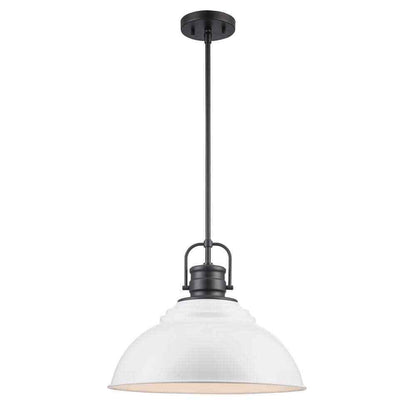 Home Decorators Shelston 16 in. 1-Light Black and White Farmhouse Pendant Light