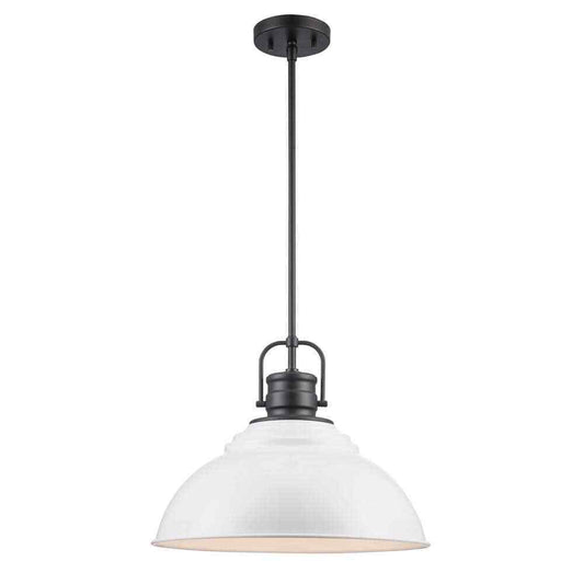 Home Decorators Shelston 16 in. 1-Light Black and White Farmhouse Pendant Light