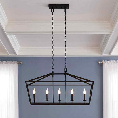 Home Decorators Weyburn 36 in. 5-Light Bronze Linear Chandelier Light Fixture
