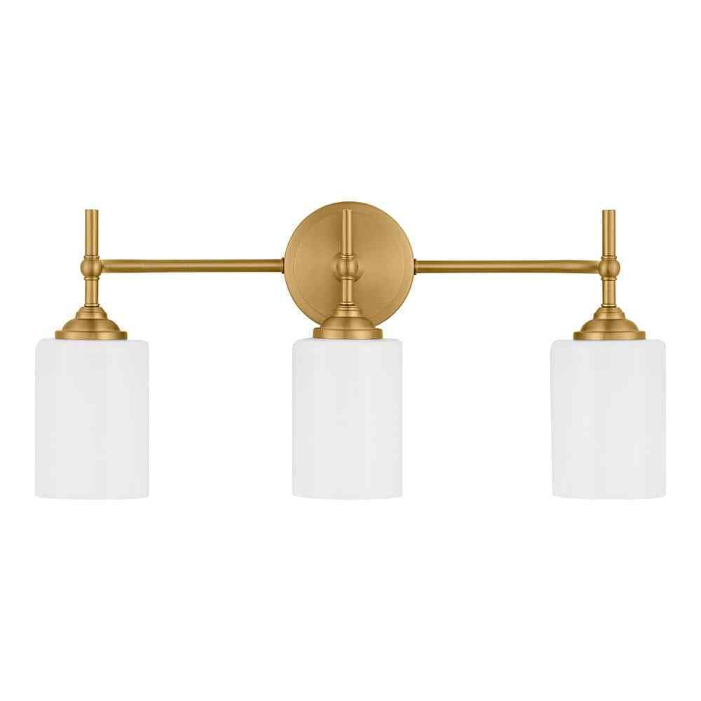 Home Decorators Ayelen Matte Brass Bathroom Vanity Light w/ Opal White Glass