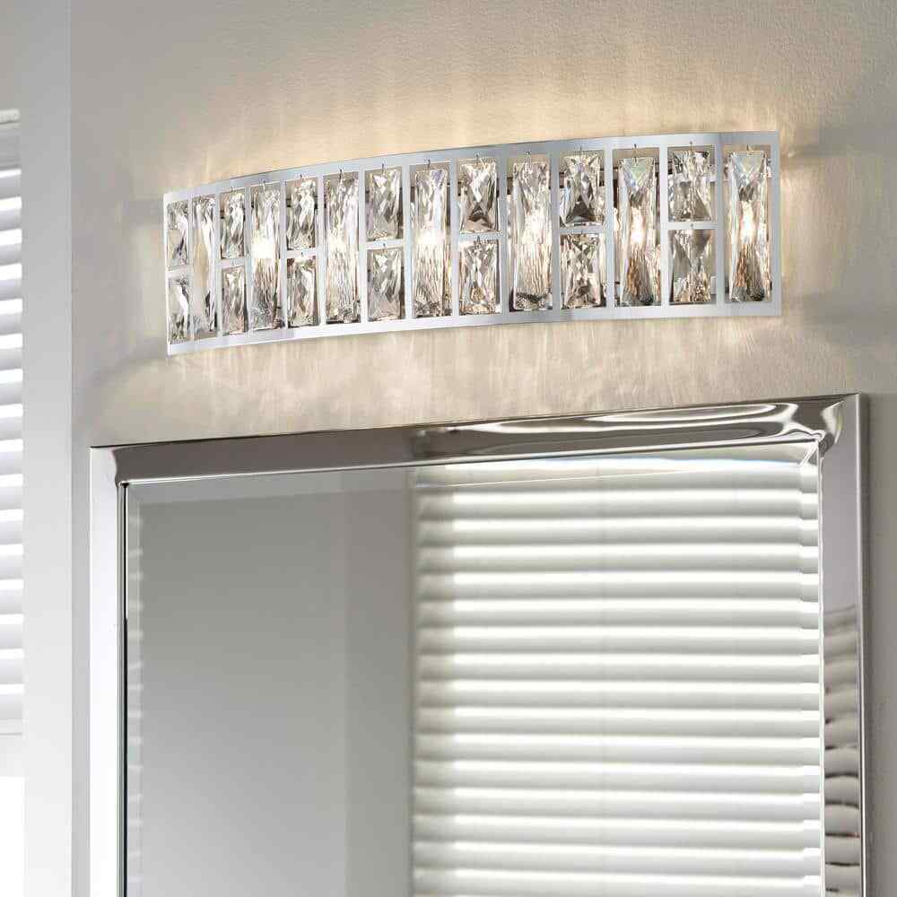 Home Decorators Kristella 24 in. 5-Light Chrome Vanity Light w/ Crystal Shade