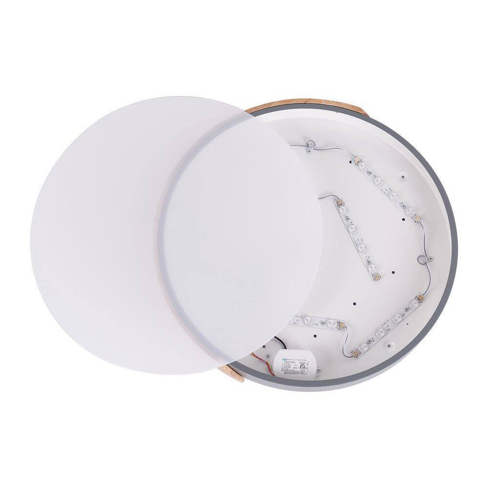 RRTYO 19.68 in. 1-Light Grey LED Flush Mount Ceiling Light with Acrylic Shade