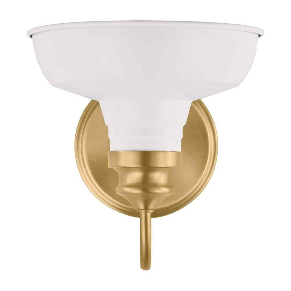 Hampton Bay Elmcroft 7.63 in. 1-light Brushed Gold Farmhouse Indoor Wall Sconce