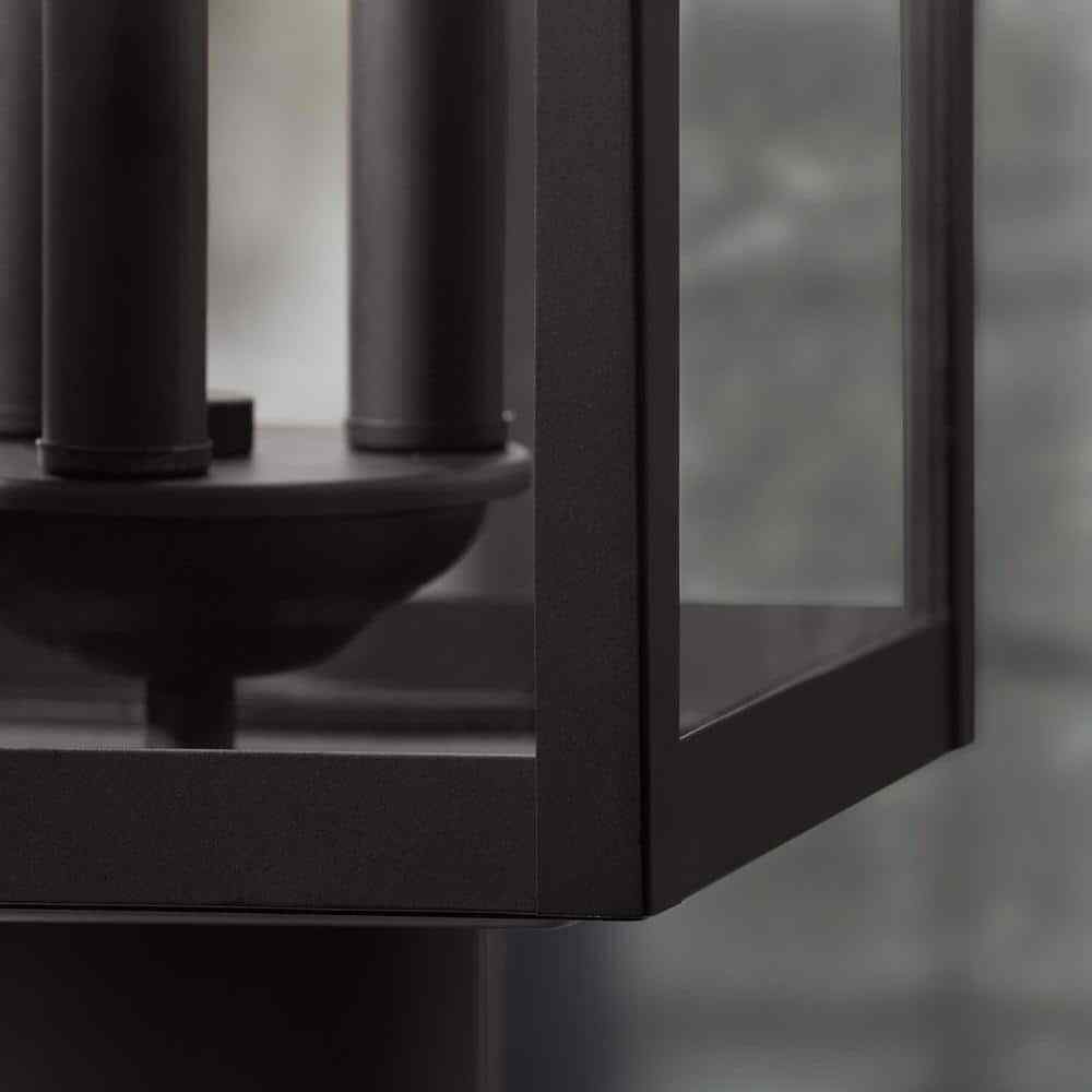 Home Decorators Havenridge Matte Black Outdoor Post Light w/ Clear Glass 1-Pack