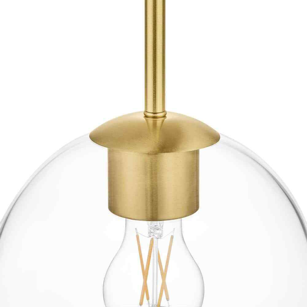 Home Decorators Vista Heights 1-Light Aged Brass Globe Pendant with Clear Glass