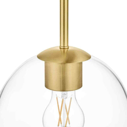 Home Decorators Vista Heights 1-Light Aged Brass Globe Pendant with Clear Glass