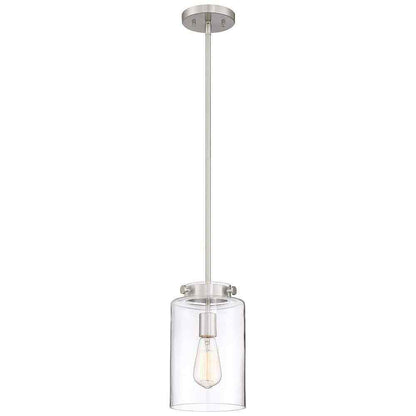 Hampton Bay Mullins 6.75 in. 1-Light Brushed Nickel Mini Pendant