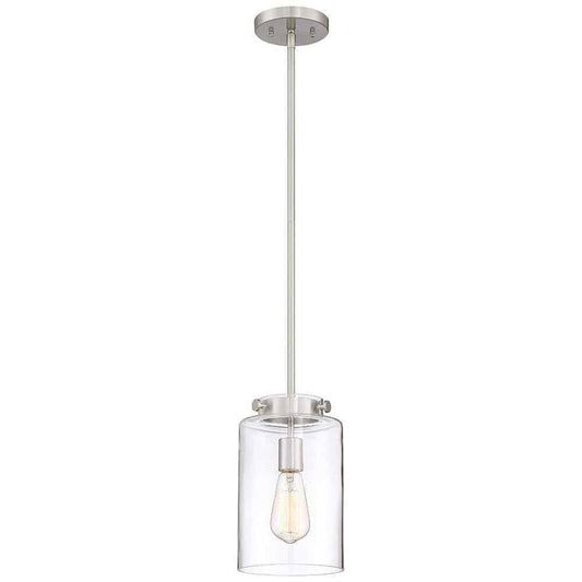 Hampton Bay Mullins 6.75 in. 1-Light Brushed Nickel Mini Pendant