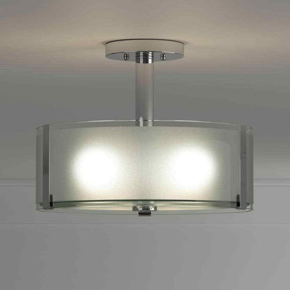 Hampton Bay Bourland Chrome Ceiling Light Fixture w/ White and Clear Glass