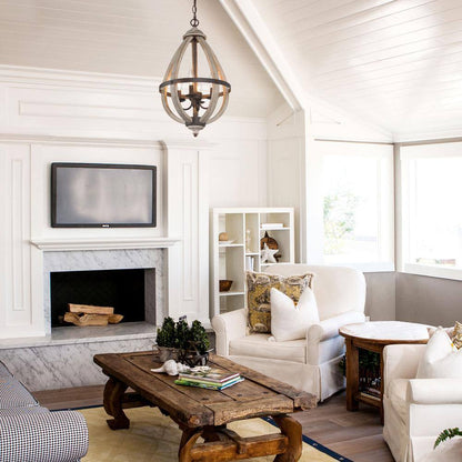 LNC 4-Light Rustic Bronze Farmhouse Globe Island Chandelier