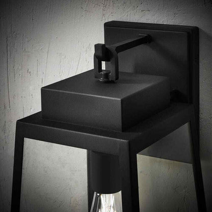 Hampton Bay Corbin Large 20 in. Modern Black Outdoor Tapered Wall Lantern Sconce