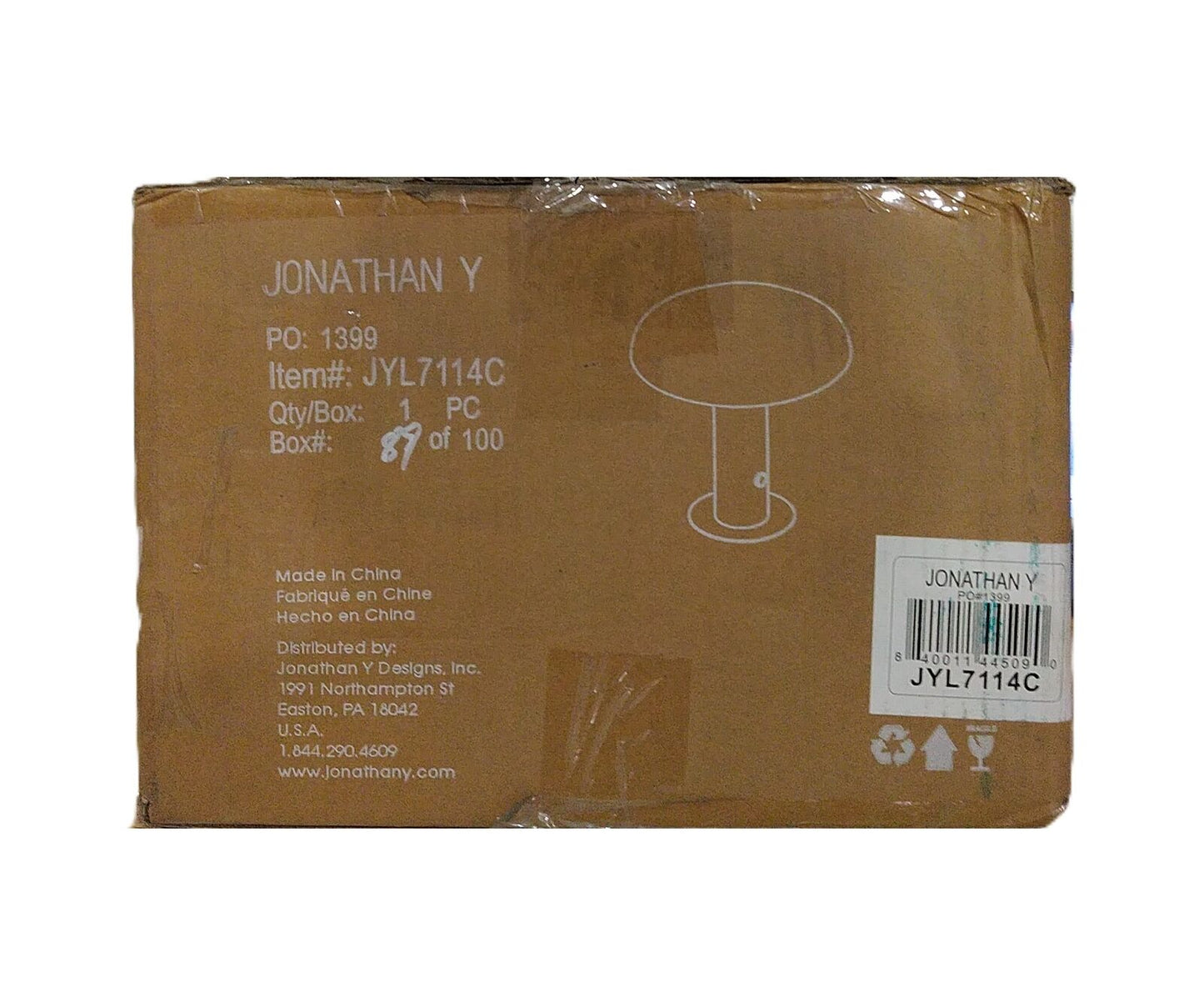 JONATHAN Y Suillius 11 in. Rechargeable/Cordless Iron Mushroom Table Lamp Yellow