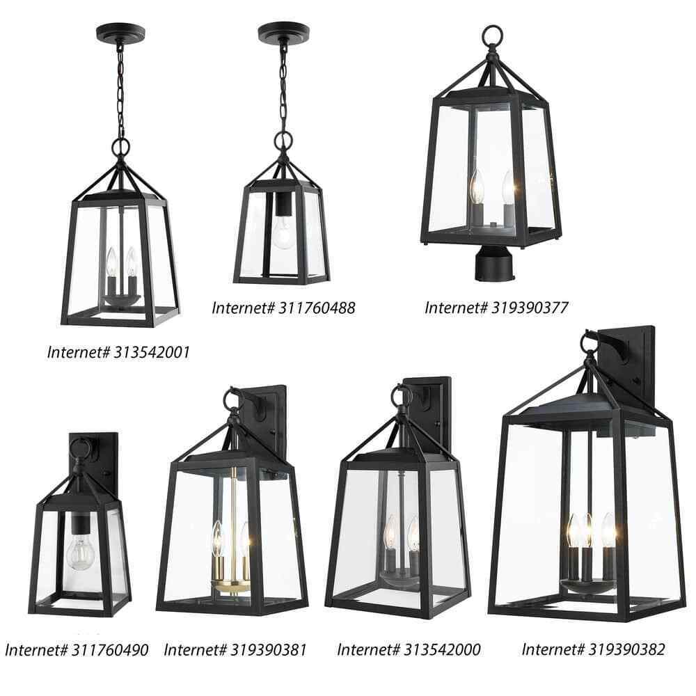 Home Decorators Blakeley Transitional 2-Light Black Outdoor Wall Lantern