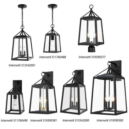 Home Decorators Blakeley Transitional 2-Light Black Outdoor Wall Lantern